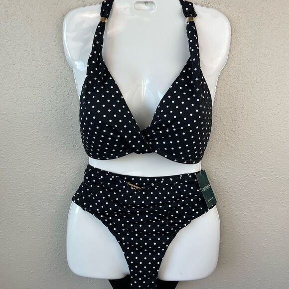 NWT Lauren Ralph Lauren Bikini Top and Matching Bottoms Size 14 - Picture 1 of 5